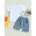 thumbnail image 4 of Gupgi 2Pcs Baby Boy Clothes Short Sleeve Letters Print T Shirt Elastic Waist Pockets Shorts Set, 4 of 9