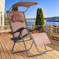 thumbnail image 5 of Patiojoy Recling Zero Gravity Chair with Drink Tray & Sunshade, Brown, 5 of 5