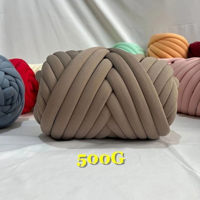 New Striped Core Spun Crochet Yarn Ice Silk Feeling Polyester Cotton Rope for Handbag Pet Nest Fashion Home Decoration