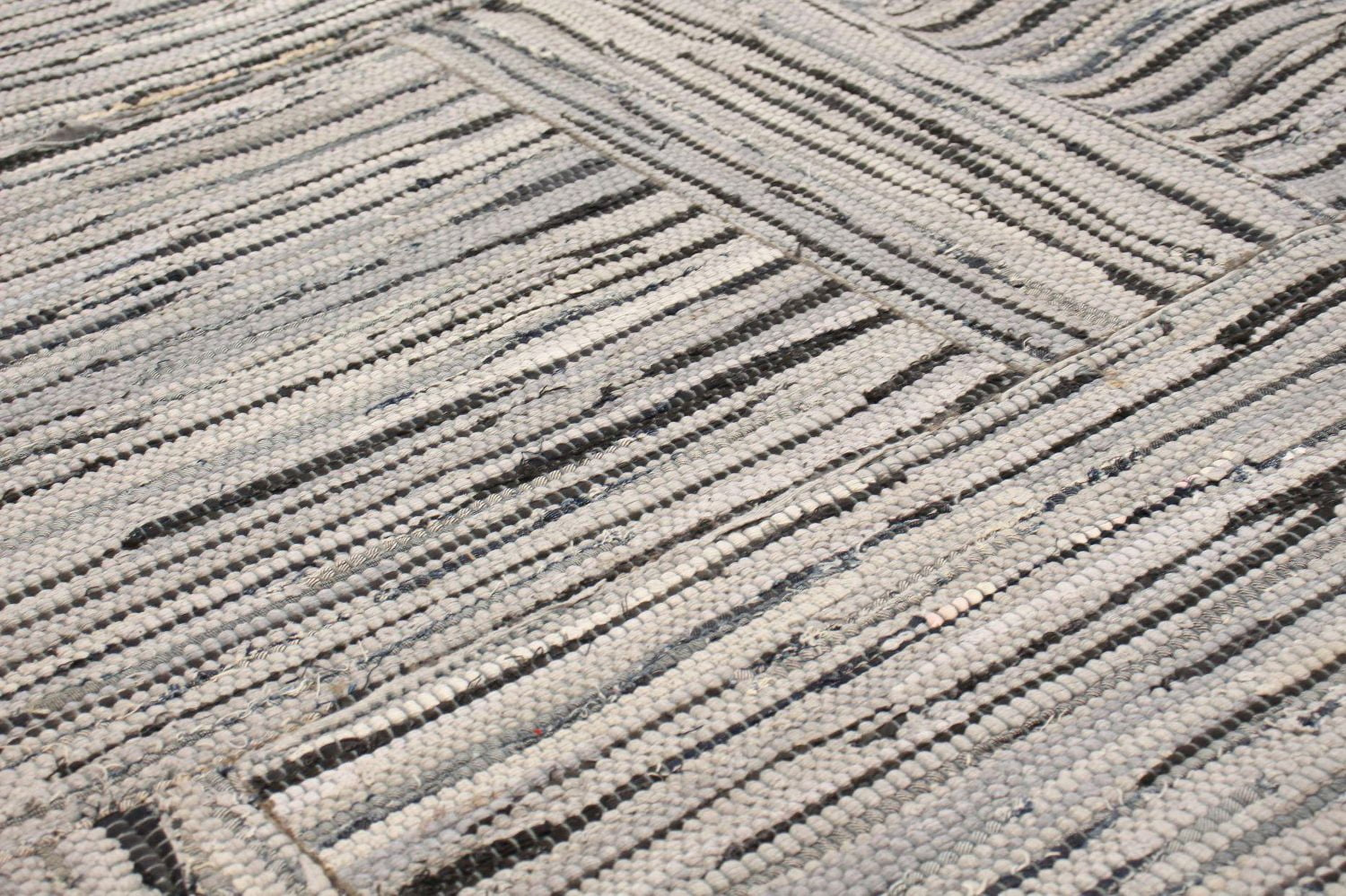 ECARPETGALLERY Tapis Fait à la Main pour Salon, Salle à Manger et Chambre à Coucher Transitionnel Collection Moldovia Patch 5'9" x 7'9" en Gris