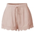 thumbnail image 1 of AherBiu Plus Size Bottom Shorts for Women Wide Leg Drawstring Elastic Waisted Comfy Loungewear Shorts, 1 of 4