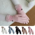 thumbnail image 2 of 1 Pair Winter Waffle Plaid Texture Thickened Gloves Fleece Lining Logo Print Autumn Winter Warm Anti-slip Touch Screen Riding Driving Running Gloves, 2 of 10