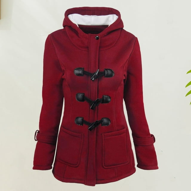 Pockets Plus Size Jacket Buttoned Women Casual Style Daily Outfit (Grey S)