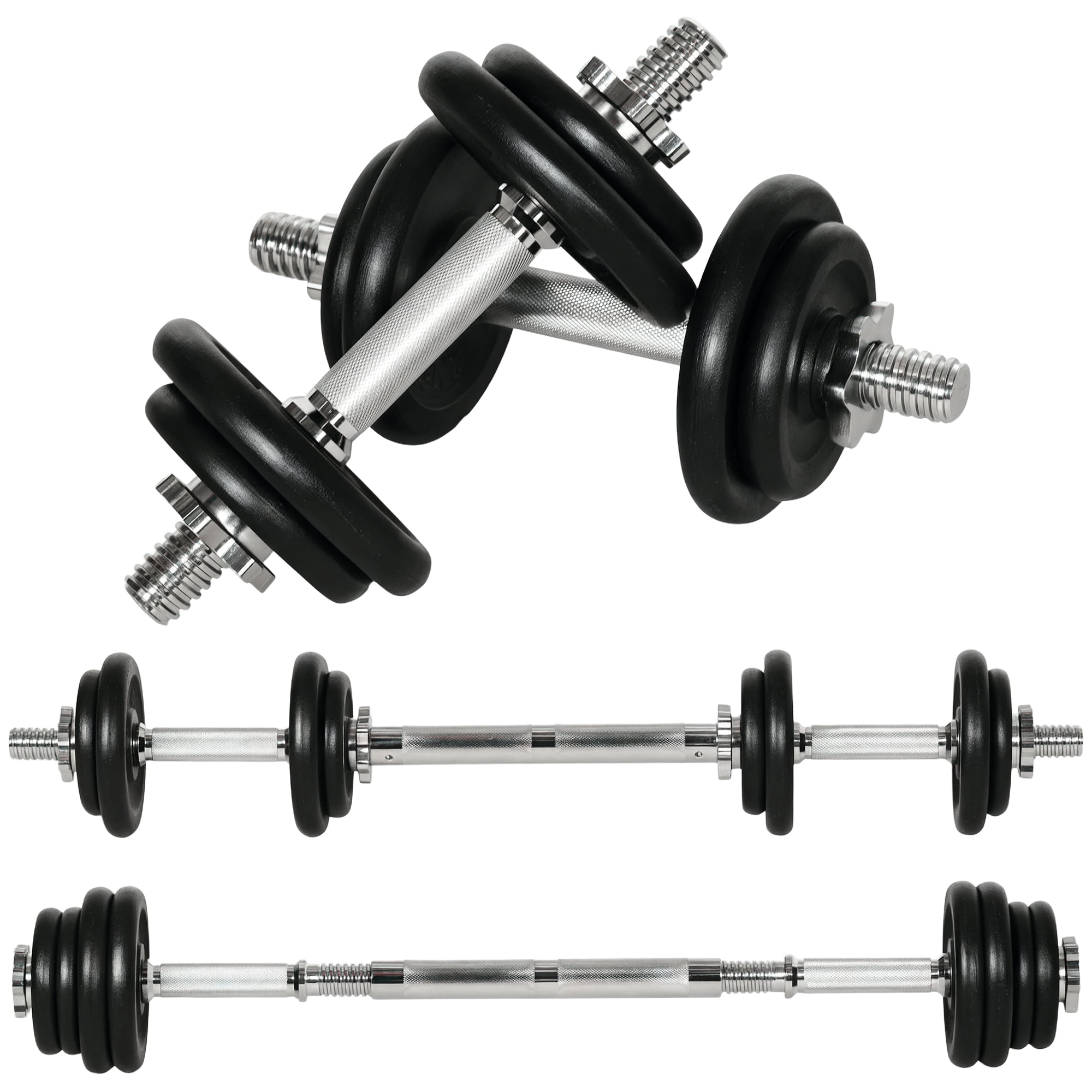 Soozier Ensemble de haltères et barre réglables 2-en-1 de 44 lb, Noir