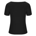 thumbnail image 4 of Timegard Hauts de Sortie pour Femmes Col Rond Confortables Coupe Ajustée Manches Courtes Couleur Unie Hauts Décontractés, 4 of 5