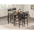 thumbnail image 4 of Dining Table Set for 4 W/Footrest & Backrest, Counter Height Table with 4 Upholstered Bar Stools, Kitchen Table Set with Corner Protector, for Small Space, Black, 4 of 8