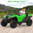 thumbnail image 2 of 24V Ride On Dump Truck, Ride On Car with Remote Control, Electric Dump Bed and Extra Shovel, Ride On Tractors Car with Music Player, Key Start for Safety, Gift for Kids,Green, 2 of 8