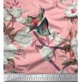 thumbnail image 1 of Soimoi Pink Moss Georgette Fabric Floral & Bird Print Fabric by Yard 44 Inch Wide, 1 of 3