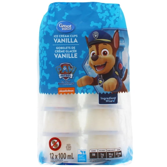 Great Value Vanilla Ice Cream Cups, 12 x 100 mL