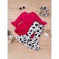 thumbnail image 2 of Xingqing Toddler Baby Girls Automne Clothes 3pcs Volant Robe à Manches Longues Tops + Pantalon Évasé + Ensemble de Foulard Rose Rouge 3-4 Ans, 2 of 9