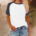 thumbnail image 5 of Womens Summer Raglan T-Shirts Color Block Plus Size Baseball Tees Casual Short Sleeve Loose Pullover Dark Gray, 2XL, 5 of 5