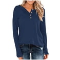 thumbnail image 1 of hotojiny Plus Size Tops for Women Casual Long Sleeve Button Henley Shirts 2025 Spring Soft Loose Solid Color Tunics Tee, 1 of 7