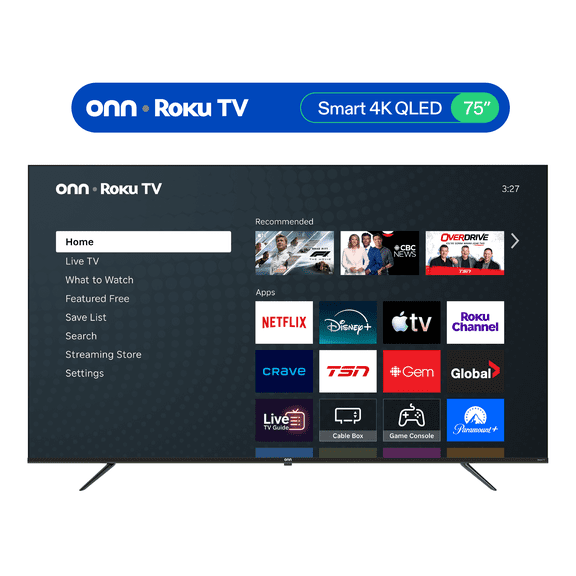 onn 75” QLED 4K UHD Smart Roku TV