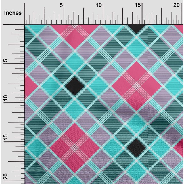 oneOone Tissu en Coton à Carreaux Tartan Imprimé au Mètre 56 Pouces de Large