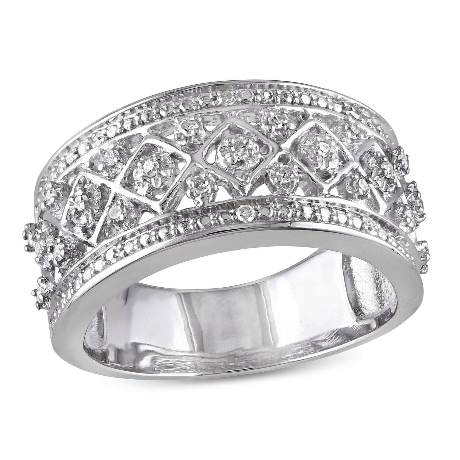 Bague rétro Miabella avec diamants 1/7 CT poids total en argent sterling