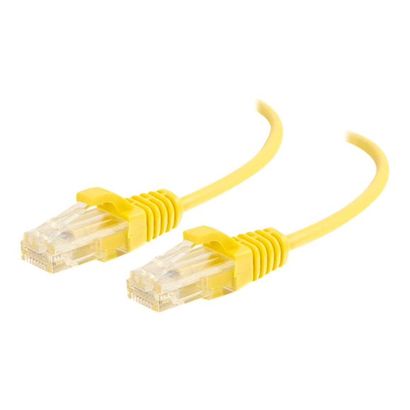C2G Câble Ethernet Cat6 3 Pieds - Mince - Sans Accroc Non Blindé (UTP) - Jaune - Câble Patch - RJ-45 (m) à RJ-45 (m) - 3 Pieds - UTP - Chat 6 - Moulé, Sans Accroc - Jaune