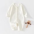 thumbnail image 1 of Amzcrzy Kid Rompers Male and Female Babies Bodysuit Solid Color Button Long Sleeved Round Neck Jumpsuit Baby Girl Clothes Baby Girl Newborn Essentials Newborn Girl Clothes Baby Girl Onesies, 1 of 6