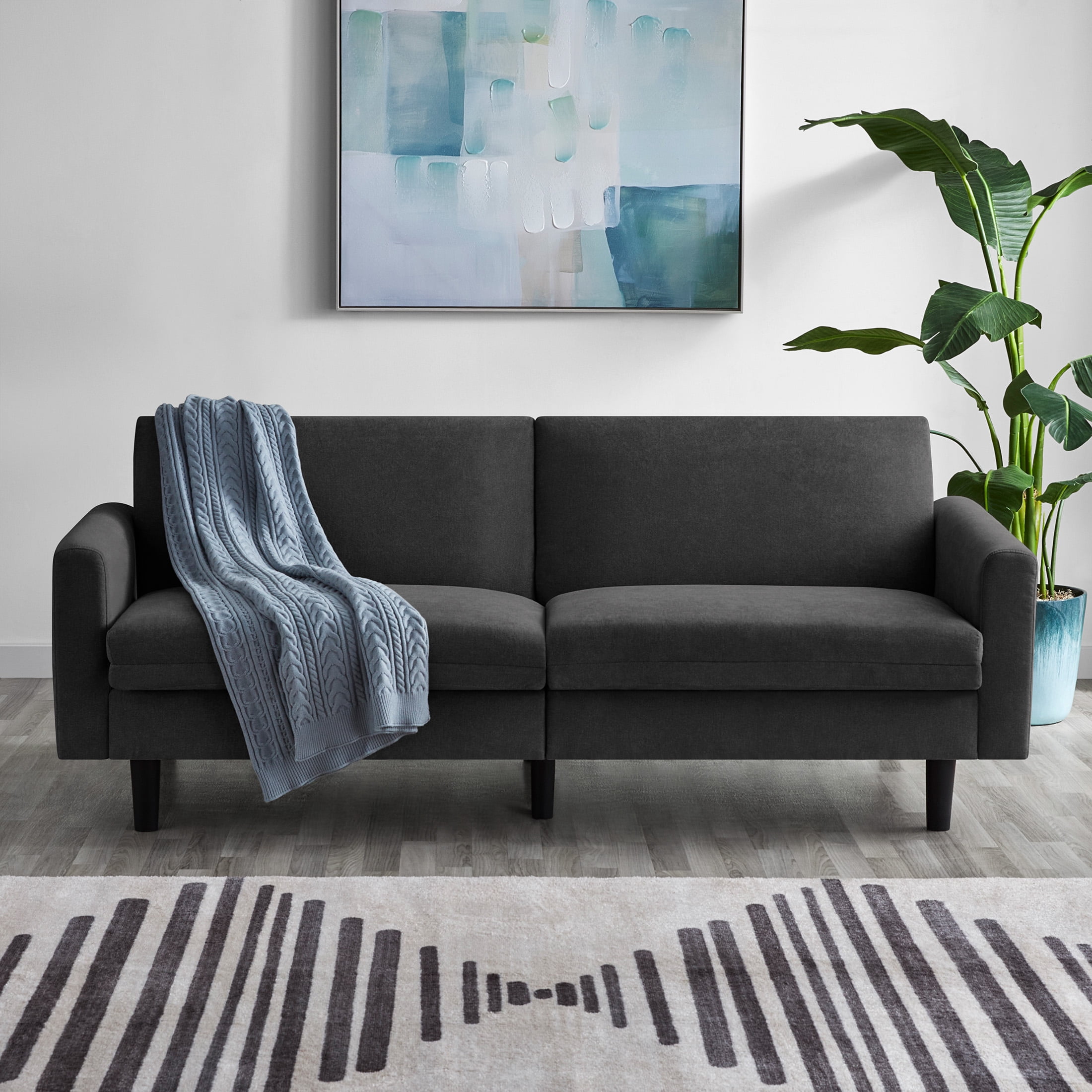 Mainstays Storage Futon with Underseat Storage, Charcoal Fabric
