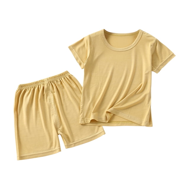 Birdeem Ensemble T-Shirt à Col Rond à Manches Courtes Uni et Short Taille Basse pour Bébés Garçons et Filles