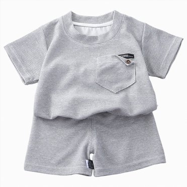 Gubotare Boys Summer Clothes Toddler Baby Boy Summer Clothes Short Sleeve Shirt and Elastic Waist Shorts Sets Summer Outfit 2Pcs 6 12 Months (Grey,6-12 Months)