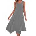 thumbnail image 2 of Gspmoly Summer Dresses for Women 2025, Womens Dresses Sleeveless Round Neck Drawstring Casual Ruffle A-Line Mini Dress Work Dresses for Women Summer Savings Clearance, 2 of 8