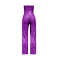 thumbnail image 4 of Wdgfv Robe à Paillettes pour Femmes Sans Manches, Combinaison Sans Bretelles à Paillettes pour Soirée, Violet P, 4 of 6