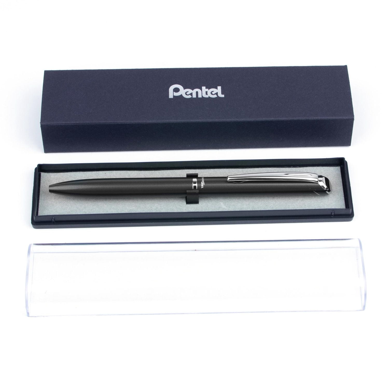 Pentel EnerGel Liquid Gel Rollerball Pen, Black Metal Barrel, Black Ink, 0.7mm, 1 Each, Includes Gift Box