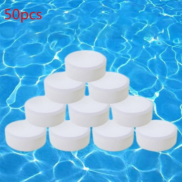 POINTERTECK 50 Pcs Comprimés de Chlore pour Piscine Comprimés de Nettoyage pour Spa Comprimés de Chlore Transparents pour Piscine Comprimés de Nettoyage pour Spa Longue Durée
