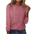 thumbnail image 1 of IROINID Deals T-Shirt à Manches Longues en Polyester pour Femmes Confortable Col Rond Uni T-Shirt Ample Blouse Tops, Rose, 1 of 4