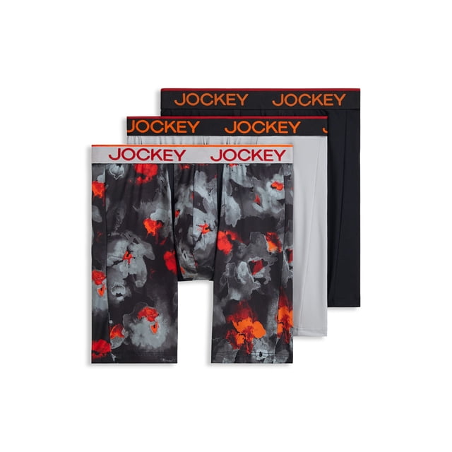 Jockey Men's Chafe Proof Pouch Microfiber 8.5" Long Leg Boxer Brief - 3 Pack