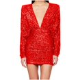 thumbnail image 1 of Pisexur Robes pour Femmes Robe de Cocktail à Col en V Profond Robe de Soirée à Paillettes de Mode Robe de Boîte de Nuit de Fête Tunique Dos Ouvert Robes de Retour à la Maison Robe Élégante pour Invitée de Mariage Robe Midi, 1 of 6