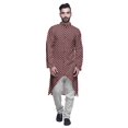 thumbnail image 1 of Atasi Kurta à Manches Longues Imprimé, Boutonné, Asymétrique, Kurta de Designer pour Garçons, 1 of 5