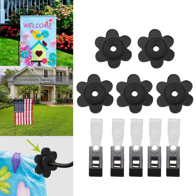 Fixing Clip 2 - Seasonal Garden Flags Stoppers Rubber Wind Clips to Tangling and Keep Flags
