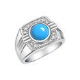 thumbnail image 3 of RYLOS Mens Rings 14K White Gold Designer Round Gemstone &  Sparkling Diamond Ring Turquoise December Birthstone Rings For Men, Men's Rings, Gold Rings Sizes 8 - 13, 3 of 7