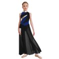 thumbnail image 1 of Moggemol Robe de Danse Sans Manches pour Filles Robe de Danse Contemporaine Fendue Longue Jupe Noire Bleue 6, 1 of 4