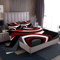 thumbnail image 1 of Erosebridal Draps de Lit Blancs Noirs Rouges Gris Très Grand, Ensembles de Literie Géométriques à Carrés Format Très Grand, Décor de Chambre Moderne 4 Pcs, 1 of 7