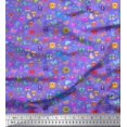 thumbnail image 1 of Soimoi Purple Velvet Fabric Insect,Sun & Cartoon Alphabets Text Printed Fabric 1 Yard 58 Inch Wide, 1 of 3