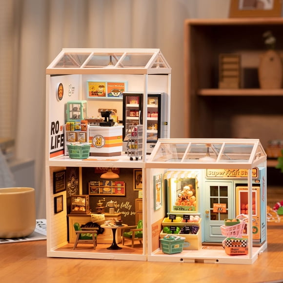 Rolife Trousse de Maquette de Construction Super Creator - Super Store Series Maison Miniature en Plastique Bricolage (3 Trousses)