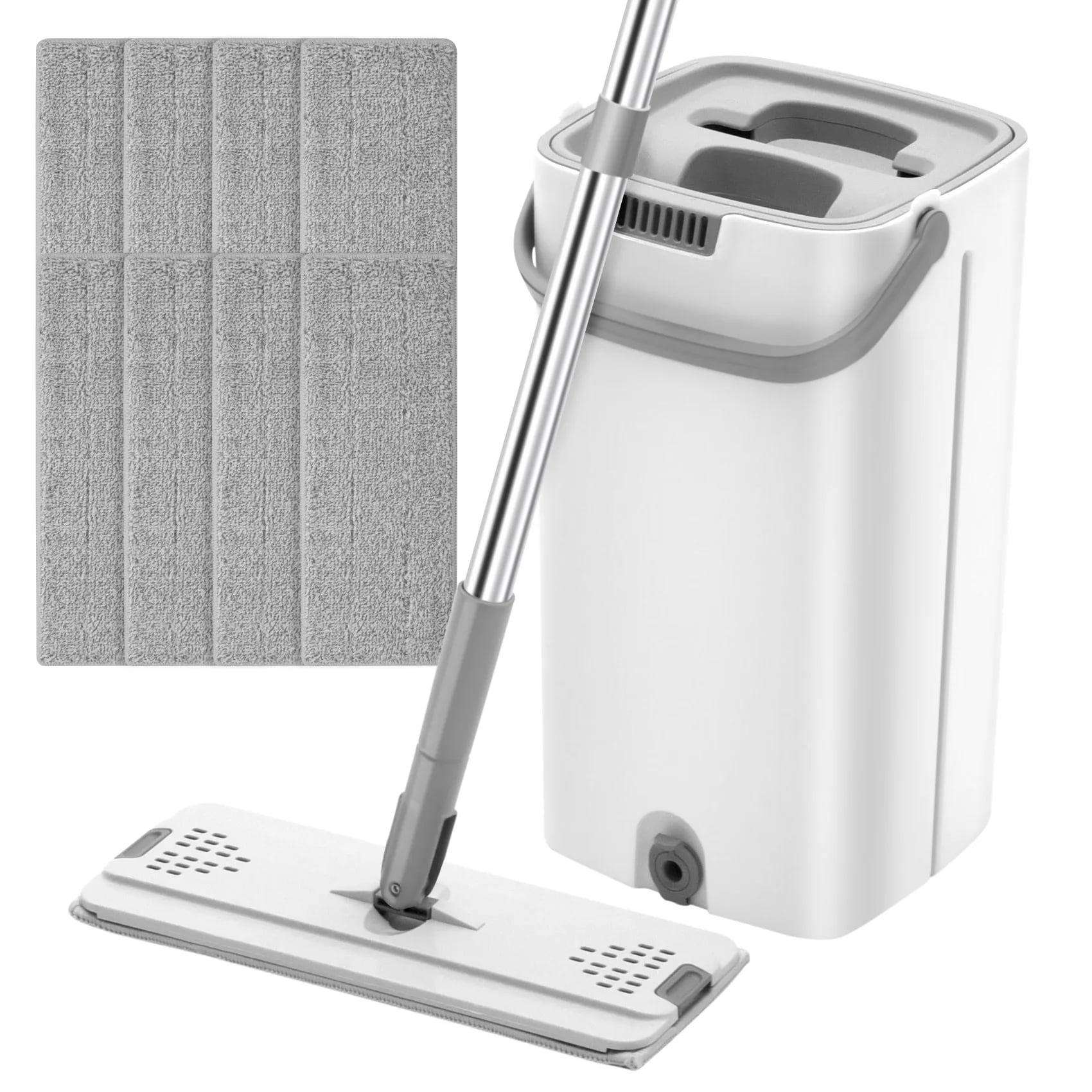 Lazy Flat Floor Mops And Bucket Set Floor Cleaning System With Washable Microfiber Pads For Hardwood Flat Squeeze Mop-A30R