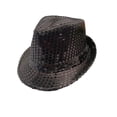 thumbnail image 1 of TiaoBug Women Men Sequin Fedora Hat Disco Hat Jazz Dance Hat Hip-Hop Rapper Stage Performance Black One Size, 1 of 4