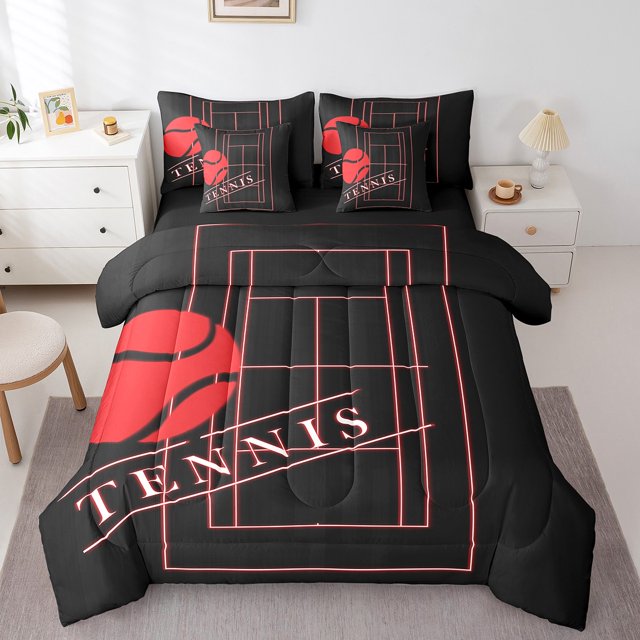 YST Sports Bedding Comforter Sets, 7-Piece, Sport Theme, Neon Glowing Red, Full Size, Microfiber