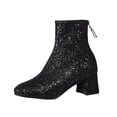 thumbnail image 2 of Amzcrzy Bottes à la Cheville pour Femmes Talon Haut pour Femmes Grande Taille Talon Épais Bout Rond Bottines pour Femmes Bottines pour Femmes Bottes pour Femmes Bottes pour Femmes Mode pour Femmes, 2 of 9