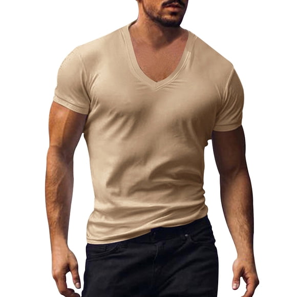 Ketyyh-chn99 T-Shirt Homme Décontracté sous-Vêtements pour Homme 2024 Été T-Shirts pour Homme Confortable Doux Frais T-Shirt Classique Kaki,2TG