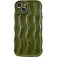 thumbnail image 1 of ORUYROP Designed for iPhone 12 Case,Water Ripple Pattern Curly Wave Frame Soft Cute Phone Cover for Men Women Girls, Military Green, 1 of 7