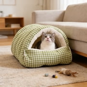 Uscallm Winter Warm Pet Bed Removable Washable Dog Bed Enclosed Cat Cave House Villa Nest Mat for Small Medium Cats Dogs