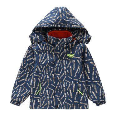 XXWXYD Kids Rain Jacket Boys Girls Fall Winter Spring Thick Warm Fleec𝖾 Lined Lightweight Windproof Waterproo𝖿 Windbreaker Coat Jackets Coats Outdoor Raincoat Outerwear Hiking