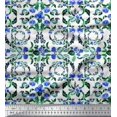 thumbnail image 1 of Soimoi Tissu de Crêpe de Polyester Couronne, Feuilles & Fleurs Roses Imprimés par Yard 42 Pouces de Large, 1 of 3