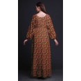 thumbnail image 3 of Bimba Robe Maxi à Manches Longues pour Femmes en Georgette Mousse Imprimée de Feuilles et de Pivoines, Taille Élastique - Grande, 3 of 5