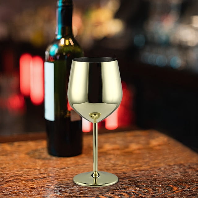 Vaidha Verre à Vin Rouge en Acier Inoxydable 304, Gobelet à une Seule Couche pour Restaurant, Verre à Vin en Acier Inoxydable.530ml