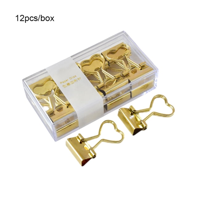 Baohd 1/2/3/5 12x Documents In Order - Metal Binder Clips For Elliot Folder Widely Shape Metal Binder Clips Love - Gold 1 Pc